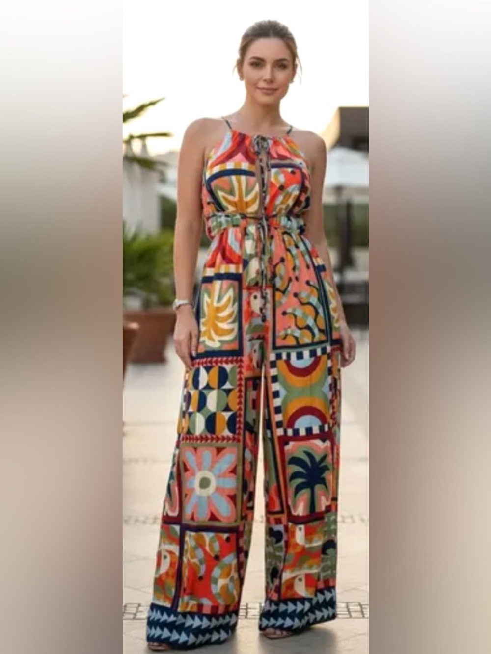 Farm Rio Halter Cut Out Halter Jumpsuit - Picture 9 of 11